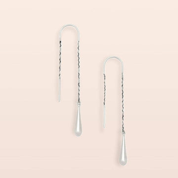 TEARDROP SILVER THREADER EARRINGS