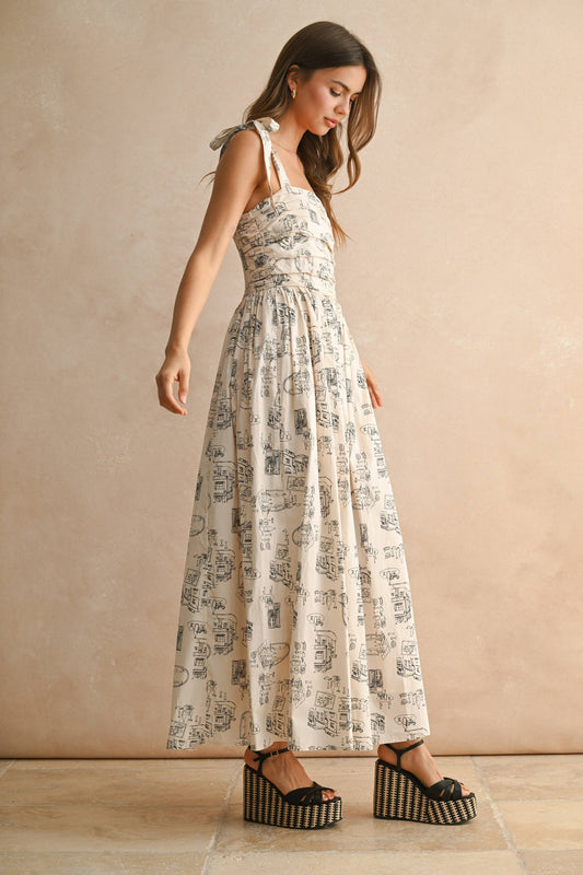 TOWN PRINT LONG DRESS