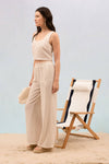 STRIPE SLEEVELESS CROP TOP AND LOUNGE BOTTOMS SET