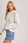POPCORN KNIT HOODED SWEATER