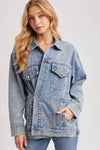 DENIM JACKET WITH ASYMMETRICAL BUTTON
