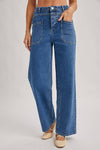 HIGH-RISE SEAMED POCKETS STRAIGHT LEG JEANS
