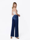 DARK WASH KNIT WIDE JEANS