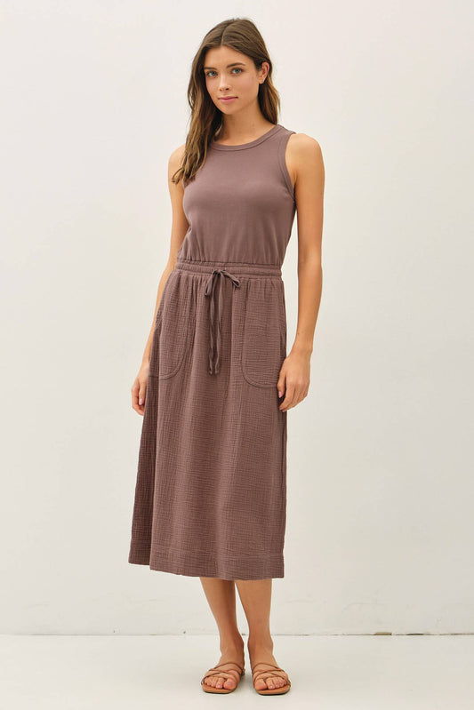 TANK DRESS WITH GAUZE SKIRT