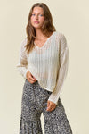 V-NECK OPEN KNIT SWEATER
