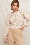 PUFFED SLEEVE CROPPED CONFETTI SWEATER