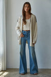 CONTRAST STITCH OPEN CARDIGAN