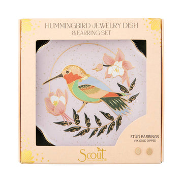 HUMMINGBIRD DISH & STUD SET