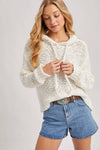 POPCORN KNIT HOODED SWEATER