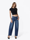DARK WASH BARREL JEANS