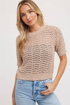 OPEN-KNIT CROP TOP LATTE