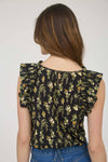 FLORAL RUFFLE DETAIL SLEEVELESS TOP