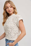 SHORT SLEEVED KNIT PULLOVER NATURAL