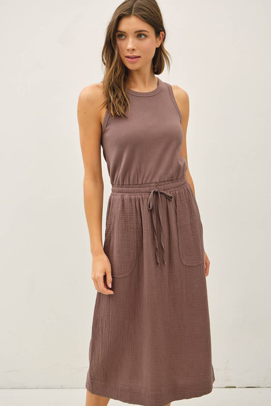 TANK DRESS WITH GAUZE SKIRT