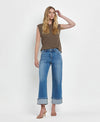 HIGH RISE CUFFED WIDE JEANS