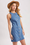 BUTTON DOWN SLEEVELESS MINI DRESS