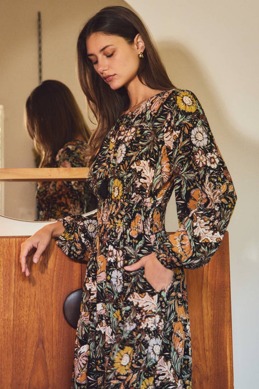 FLORAL PRINT MIDI DRESS