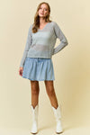 V-NECK OPEN KNIT SWEATER