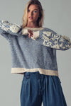 FLORAL EMBROIDERED KNIT SWEATER