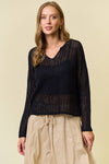 V-NECK OPEN KNIT SWEATER