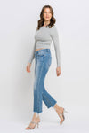 MID RISE FRAYED HEM ANKLE JEANS