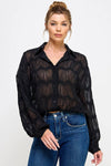 SHEER BUTTON FRONT BLOUSE