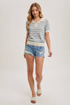 STRIPED CONTRAST KNIT POLO