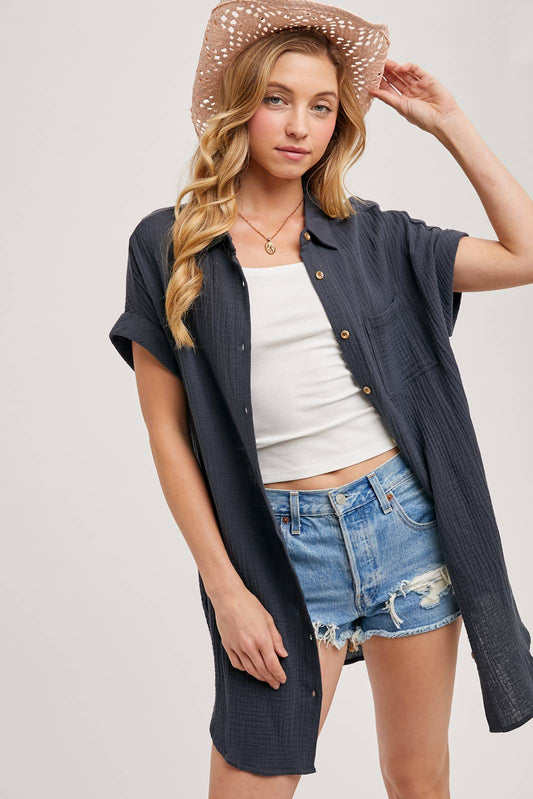 SHIRT DRESS W/ POCKETS