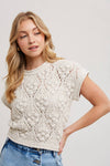 SHORT SLEEVED KNIT PULLOVER NATURAL