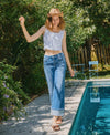 HIGH RISE CUFFED WIDE JEANS