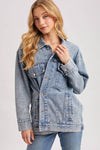 DENIM JACKET WITH ASYMMETRICAL BUTTON