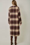 PLAID WOOL BLEND LONG COAT