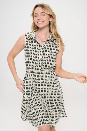 BLACK CAT PRINT DRESS