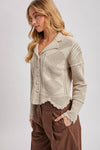 BUTTON DOWN SCALLOPED HEM CARDIGAN