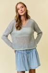 V-NECK OPEN KNIT SWEATER