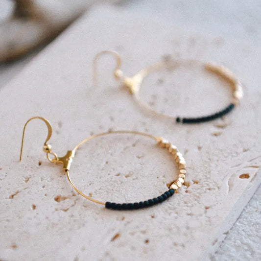 SEED BEAD HOOP EARRING