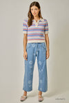 CROCHET STRIPE KNIT TOP