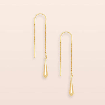 TEARDROP GOLD THREADER EARRINGS