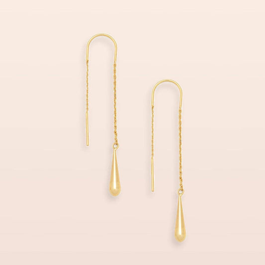 TEARDROP GOLD THREADER EARRINGS