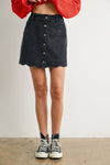 BUTTONED SCALLOP DENIM SKIRT