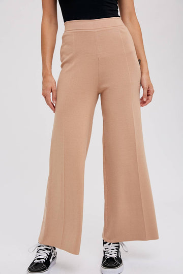 LATTE KNITTED WIDE LEG PANTS
