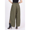 BUTTON SIDE SLIT WIDE LEG PANTS
