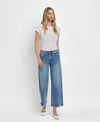 HIGH RISE CROP WIDE LEG JEANS