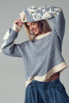 FLORAL EMBROIDERED KNIT SWEATER