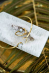 GEMSTONE SUN AND MOON OPEN BRASS BANGLE BRACELET