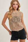 SHEER CROCHET VEST TOP