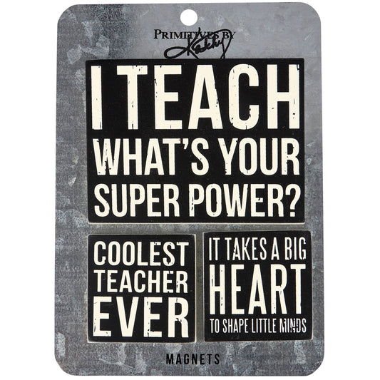 TEACHER WOODEN MAGNET SET