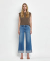 HIGH RISE CUFFED WIDE JEANS