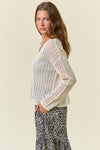 V-NECK OPEN KNIT SWEATER
