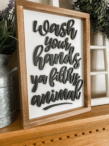 WASH YOUR HANDS 9X11.5 FRAMED